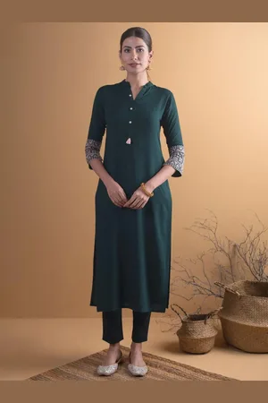 Libas Buy Green Solid Rayon Kurta - 7691-XS | Libas Ethnic Wear Online