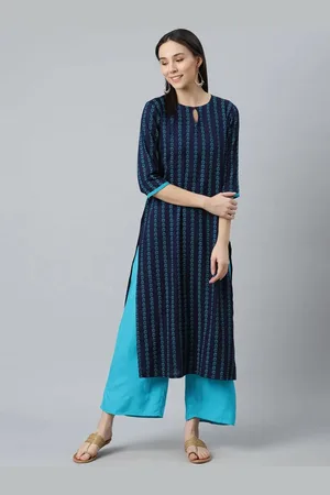 Libas Buy Blue Printed Rayon Kurta - 22061-XXL | Ethnic Wear Online