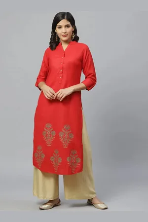 Libas Buy Red Printed Cotton Kurta - 9047-XS | Libas Ethnic Wear Online
