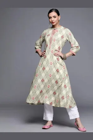 Libas Buy Grey Printed Rayon Kurta - 22101O-XS | Ethnic Wear Online