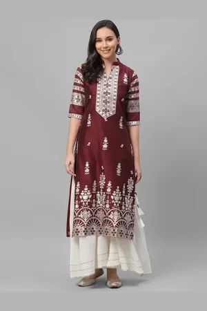 Libas Buy Maroon Printed Shantoon Kurta - 9165-XS | Ethnic Wear Online