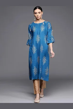 Libas Buy Blue Printed Rayon Kurta - 22166F-XS | Ethnic Wear Online