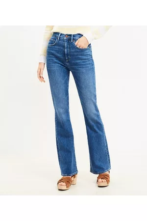 High Rise Slim Flare Jeans in Classic Mid Indigo Wash