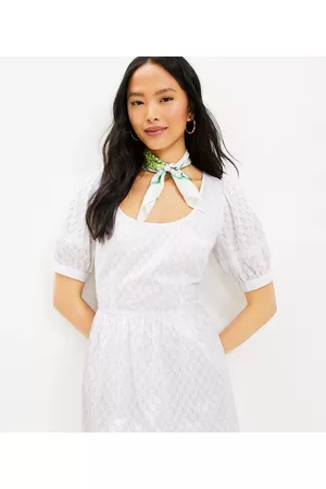 In The Style X Lorna Luxe Textured Puff Sleeve Smock Dress in White