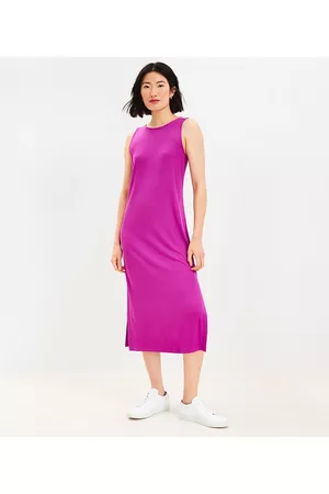 Stretch Midi Dress With Removable Straps - Purple, Rest & Relax