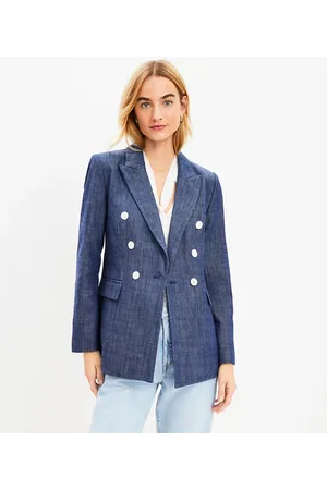 Sophisticated Denim Double Breasted Blazer