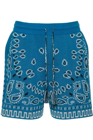 Bandana Cotton Blend Pique Shorts in Blue - Alanui