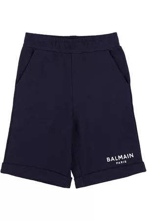 Balmain Kids inverted-pleat twill shorts - Blue