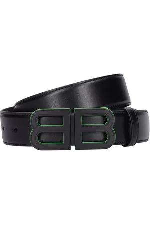 BALENCIAGA 3.5cm Logo-Embellished Full-Grain Leather Belt for Men