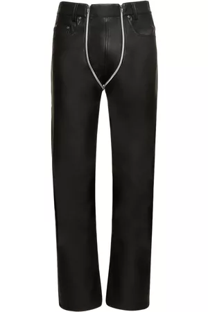 Kennel Schmenger Gmbh Men Leather Trousers - Double Zip Straight Faux Leather Pants