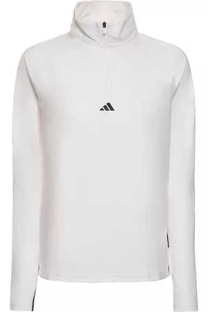 adidas Training Hyperglam cropped 1/2 zip fleece in monogram print