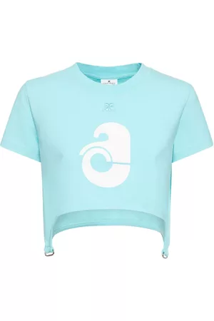 Courrèges Shell Printed Cotton Crop Top