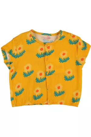 Tiny Cottons Girls Shirts - Peonies Print Cotton Blouse
