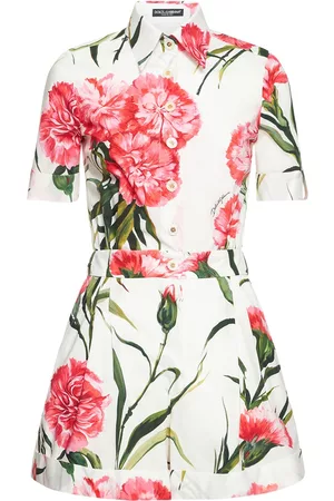 Dolce & Gabbana Carnation Print Cotton Poplin Playsuit