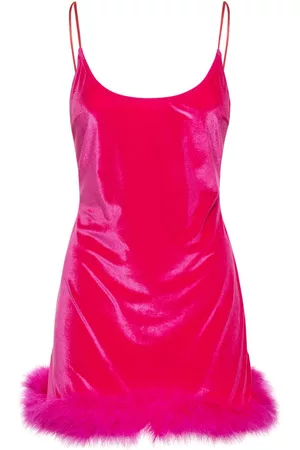 Sugar Thrillz Satin Sheer Lace Mini Slip Dress - Dark Pink
