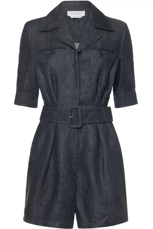 GABRIELA HEARST Women Jumpsuits - Walker Belted Linen Denim Jumpsuit