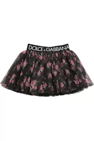 Dolce & Gabbana Girls Printed Skirts - Printed Tulle Mini Skirt W/logo Tape