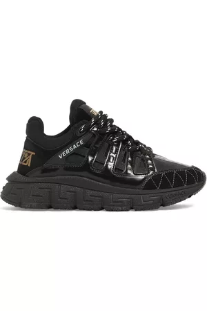 VERSACE: Chain Reaction sneakers in mesh and leather - Black