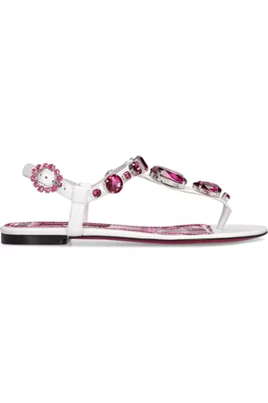 Dolce & Gabbana Women Leather Sandals - 10mm Patent Leather Thong Sandals