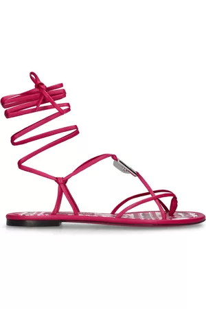 Dolce & Gabbana Women Leather Sandals - 10mm Leather Flat Thong Sandals