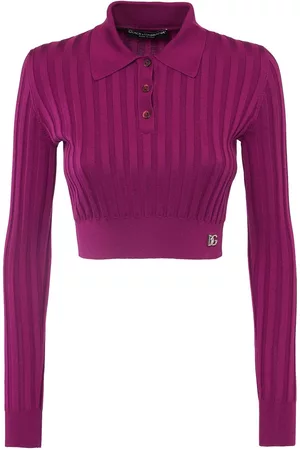 Dolce & Gabbana Women Jumpers - Silk Rib Knit Polo Crop Sweater