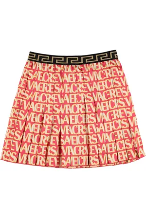 VERSACE Pleated Twill Skirt W/ Logo