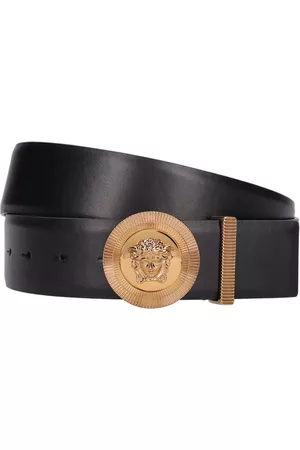 VERSACE Men Belts - 4cm Logo Leather Belt