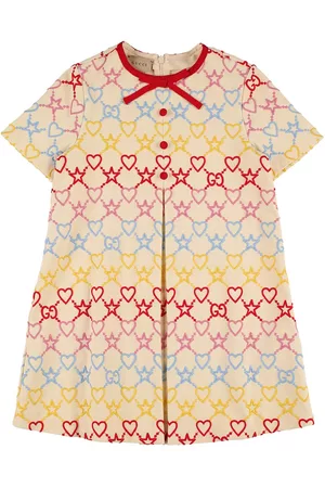 Gucci Kids' Monogram-pattern Peter-pan Collar Stretch-woven Blend Dress In  Blue | ModeSens
