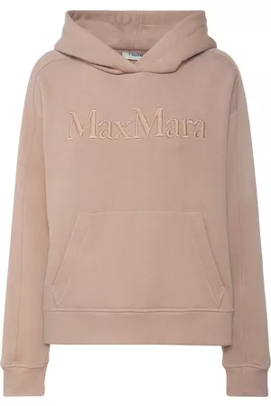 Filo Logo Printed Cotton Blend Hoodie in Yellow - Max Mara