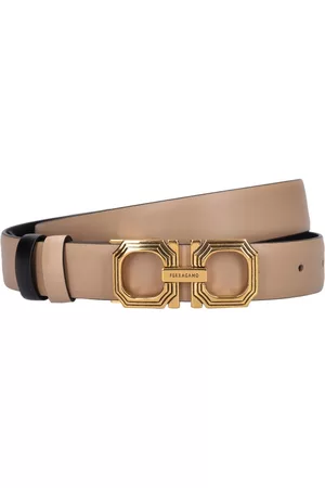 Salvatore Ferragamo Belt with Gold Gancini Buckle in Jasmine