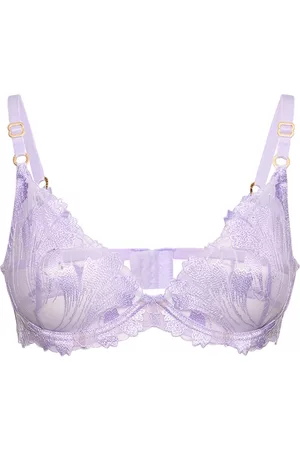 Bluebella Monet delicate floral embroidered plunge bra in lilac
