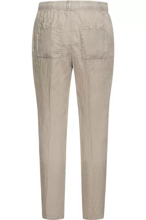 Amalfi White Cotton and Linen Stretch Drawstring Pant - Custom Fit Pants