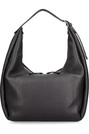 Totême Scoop Palmellata Leather Shoulder Bag in Black