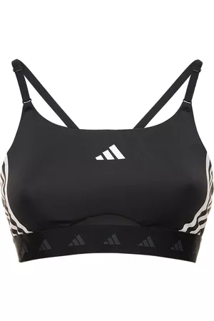 adidas All Me 3 Stripe Bra, Glory Blue/White, Medium 