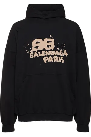 Balenciaga Hand Drawn Bb Icon Cotton Hoodie