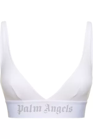 Logo tape cotton triangle bra top - Palm Angels - Women