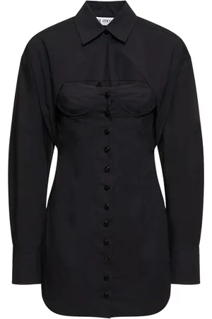 The Attico Stretch Cotton Mini Bustier Shirt Dress