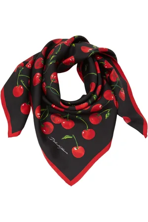 Dolce & Gabbana Silk Foulard With Cherry Print in Red