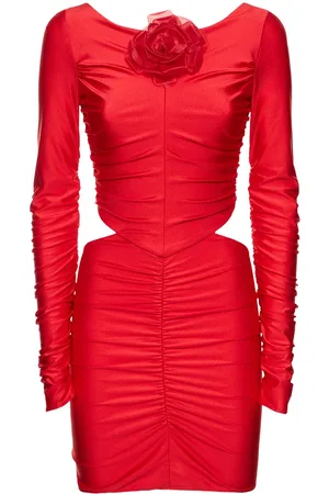 Red High Neck Bodycon Fitted Dress