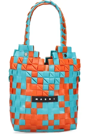 Marni Heart Top Check Woven Handbag W/ Logo