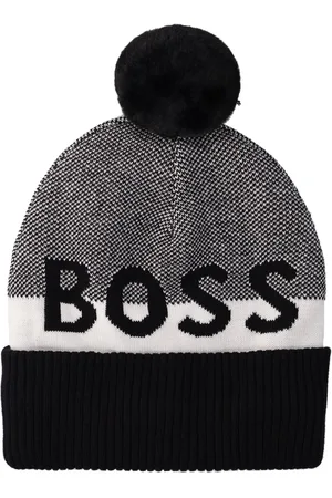 hugo boss boy's black knitted hat.