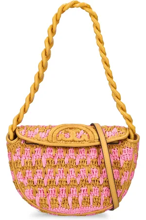 Tory Burch Fleming Soft Straw Small Convertible Shoulder Bag In Natural/  Black