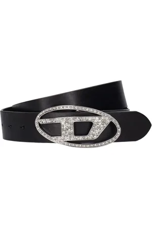 DIESEL Leather Belt With D Buckle in Black