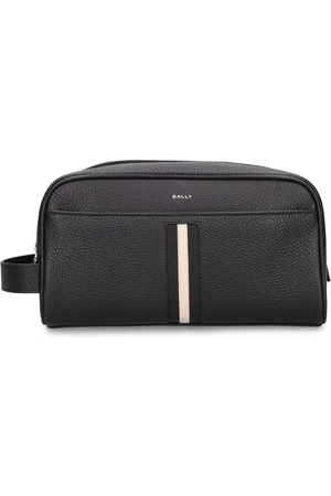 BALLY: Cayard clutch bag in canvas and leather with striped band - Black