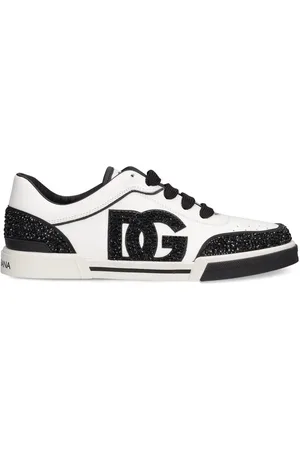 Dolce & Gabbana Glitter Lace-up Leather Sneakers W/logo