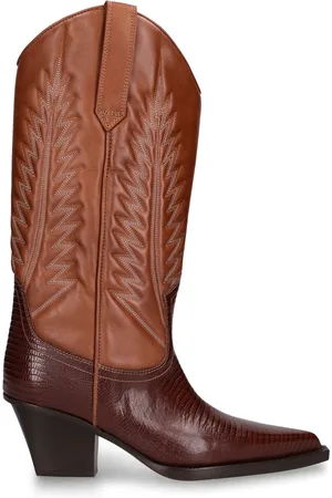 PARIS TEXAS Slouchy Lizard-Embossed Leather Mid-Calf Boots