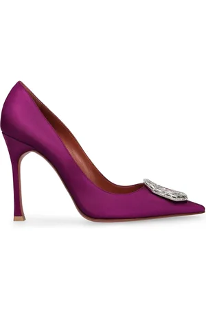 Amina Muaddi 105mm Camelia Satin Pumps