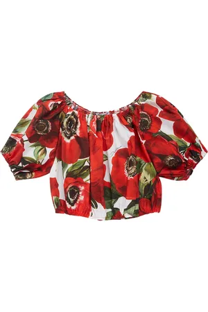 Dolce & Gabbana Flower Printed Cotton Crop Top