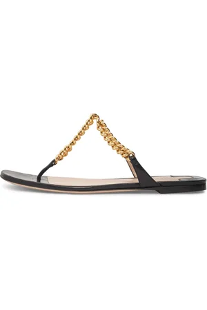 Chain Trim Cut Out Flat Sandals - Black or White - Just $7