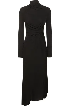 Victoria Beckham Asymmetric Draped High Neck Midi Dress
